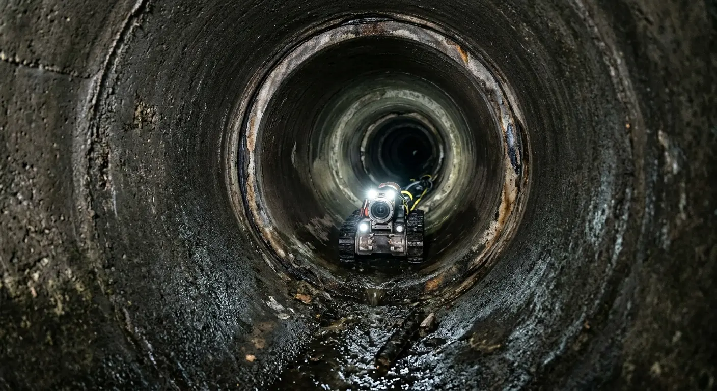 Robotic sewer camera inspecting pipe interior for Sewer Line Cleaning in Incline Village
